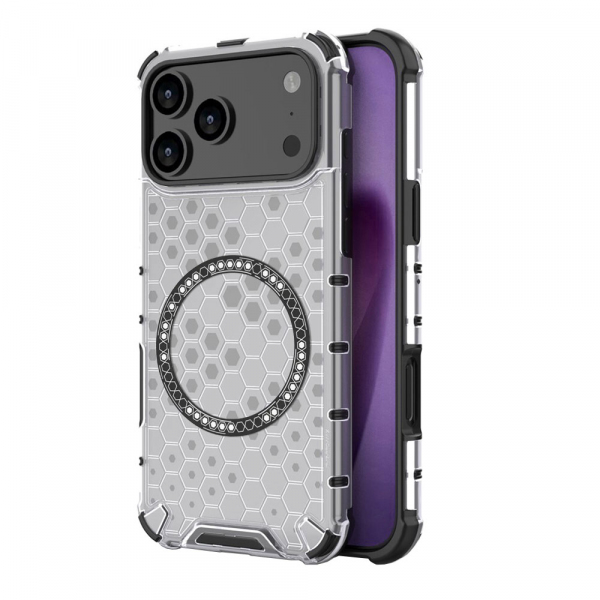 Husa MagSafe pentru Apple iPhone 17 Pro, Techsuit, HoneyComb Shield, Alba Husa MagSafe pentru Apple iPhone 17 Pro, Techsuit, HoneyComb Shield, Alba