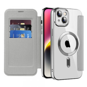Husa MagSafe pentru Apple iPhone 14 Plus, Techsuit, SmartMag Book, Mov Husa MagSafe pentru Apple iPhone 14 Plus, Techsuit, SmartMag Book, Mov