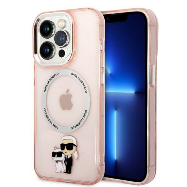 Husa MagSafe pentru Apple iPhone 14 Pro, Karl Lagerfeld, Ikonik Karl & Choupette, Roz Husa MagSafe pentru Apple iPhone 14 Pro, Karl Lagerfeld, Ikonik Karl & Choupette, Roz
