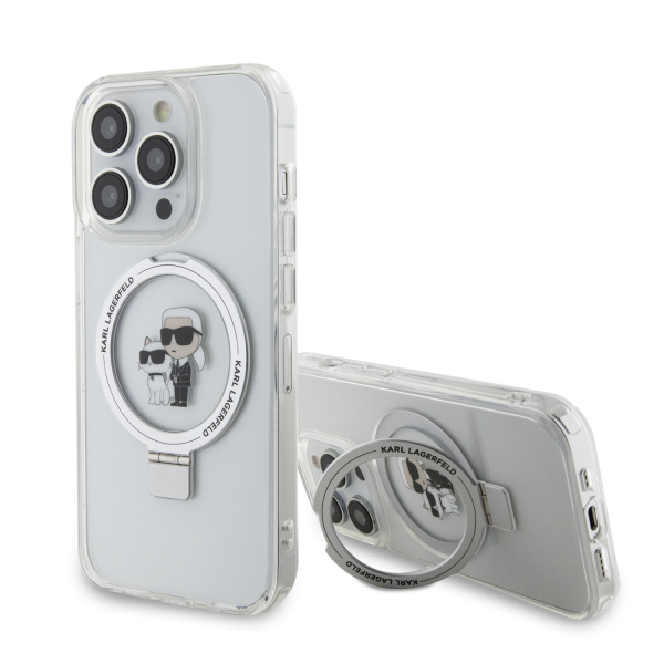 Husa MagSafe pentru Apple iPhone 14 Pro, Karl Lagerfeld, Ring Stand Karl & Choupette, Alba Husa MagSafe pentru Apple iPhone 14 Pro, Karl Lagerfeld, Ring Stand Karl & Choupette, Alba