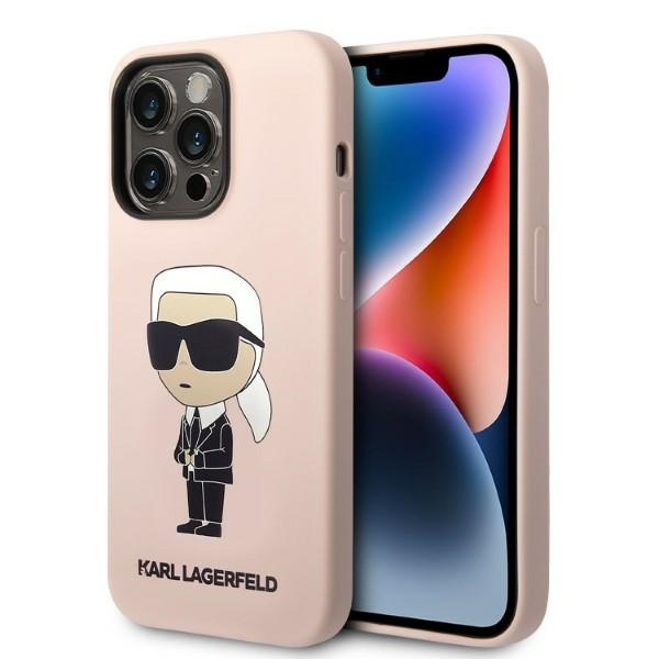 Husa MagSafe pentru Apple iPhone 14 Pro Max, Karl Lagerfeld, Silicone Ikonik Karl, Neagra