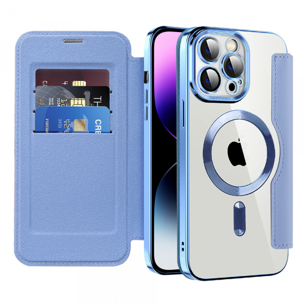 Husa MagSafe pentru Apple iPhone 14 Pro Max, Techsuit, SmartMag Book, Bleu Husa MagSafe pentru Apple iPhone 14 Pro Max, Techsuit, SmartMag Book, Bleu
