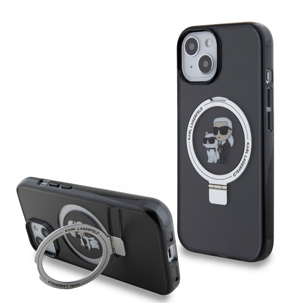 Husa MagSafe pentru Apple iPhone 15, Karl Lagerfeld, Ring Stand Karl & Choupette, Neagra Husa MagSafe pentru Apple iPhone 15, Karl Lagerfeld, Ring Stand Karl & Choupette, Neagra
