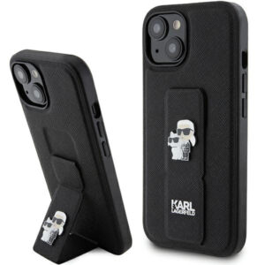 Husa MagSafe pentru Apple iPhone 15 Plus / 14 Plus, Karl Lagerfeld, Saffiano Gripstand Karl & Choupette, Neagra Husa MagSafe pentru Apple iPhone 15 Plus / 14 Plus, Karl Lagerfeld, Saffiano Gripstand Karl & Choupette, Neagra