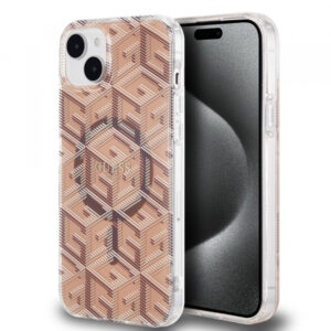 Husa MagSafe pentru Apple iPhone 15 Plus, Guess, IML Gcube, Roz Husa MagSafe pentru Apple iPhone 15 Plus, Guess, IML Gcube, Roz