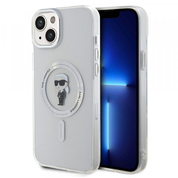 Husa MagSafe pentru Apple iPhone 15 Plus, Karl Lagerfeld, IML Ikonik Karl, Transparenta Husa MagSafe pentru Apple iPhone 15 Plus, Karl Lagerfeld, IML Ikonik Karl, Transparenta