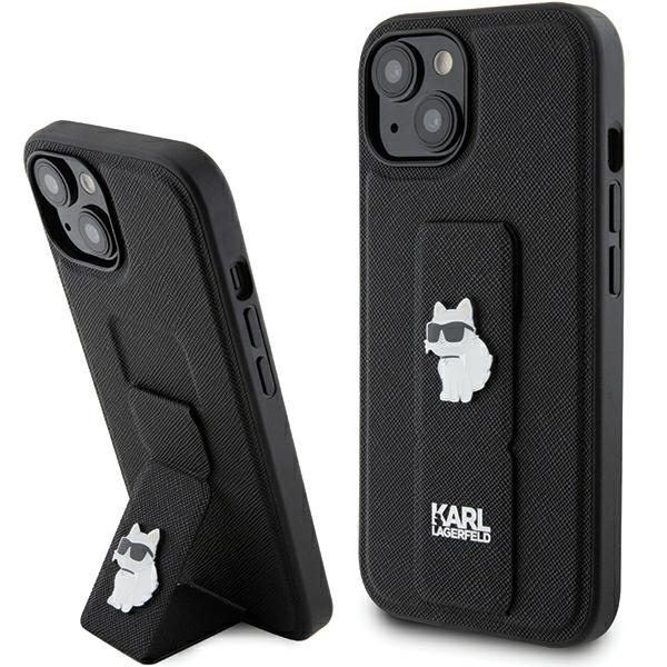 Husa MagSafe pentru Apple iPhone 15 Plus, Karl Lagerfeld, Saffiano Gripstand Choupette, Neagra Husa MagSafe pentru Apple iPhone 15 Plus, Karl Lagerfeld, Saffiano Gripstand Choupette, Neagra