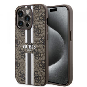 Husa pentru Apple iPhone 15 Pro, Guess, 4G Stripe, Maro Husa pentru Apple iPhone 15 Pro, Guess, 4G Stripe, Maro