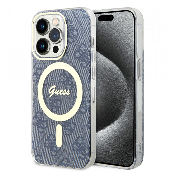 Husa pentru Apple iPhone 15 Pro, Guess, 4G Stripe, Albastra Husa pentru Apple iPhone 15 Pro, Guess, 4G Stripe, Albastra