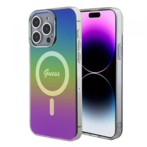 Husa MagSafe pentru Apple iPhone 15 Pro, Guess, IML Iridescent, Multicolor Husa MagSafe pentru Apple iPhone 15 Pro, Guess, IML Iridescent, Multicolor