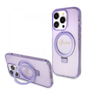Husa MagSafe pentru Apple iPhone 15 Pro, Guess, IML Ring Stand Glitter, Mov Husa MagSafe pentru Apple iPhone 15 Pro, Guess, IML Ring Stand Glitter, Mov
