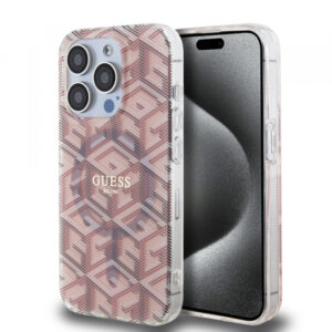 Husa MagSafe pentru Apple iPhone 15 Pro Max, Guess, IML Gcube, Roz Husa MagSafe pentru Apple iPhone 15 Pro Max, Guess, IML Gcube, Roz