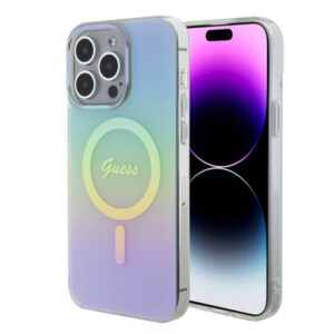 Husa MagSafe pentru Apple iPhone 15 Pro Max, Guess, IML Iridescent, Turcoaz Husa MagSafe pentru Apple iPhone 15 Pro Max, Guess, IML Iridescent, Turcoaz