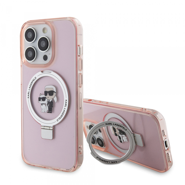 Husa MagSafe pentru Apple iPhone 15 Pro Max, Karl Lagerfeld, Ring Stand Karl & Choupette, Roz Husa MagSafe pentru Apple iPhone 15 Pro Max, Karl Lagerfeld, Ring Stand Karl & Choupette, Roz