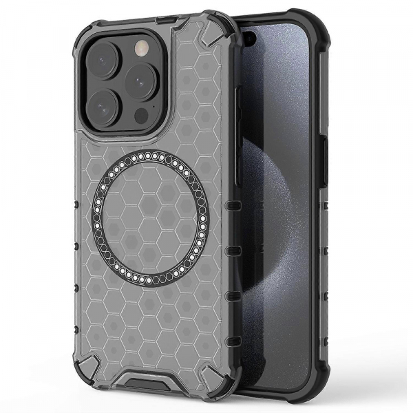 Husa MagSafe pentru Apple iPhone 15 Pro, Techsuit, HoneyComb Shield, Alba Husa MagSafe pentru Apple iPhone 15 Pro, Techsuit, HoneyComb Shield, Alba