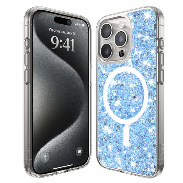 Husa MagSafe pentru Apple iPhone 15 Pro, Techsuit, Sparkly Glitter, Bleu Husa MagSafe pentru Apple iPhone 15 Pro, Techsuit, Sparkly Glitter, Bleu