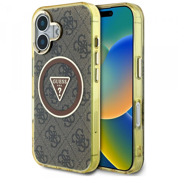 Husa MagSafe pentru Apple iPhone 16, Guess, IML Glitter 4G Circle Triangle, Albastra Husa MagSafe pentru Apple iPhone 16, Guess, IML Glitter 4G Circle Triangle, Albastra