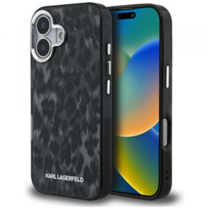 Husa MagSafe pentru Apple iPhone 16, Karl Lagerfeld, IML Leopard Pattern, Neagra Husa MagSafe pentru Apple iPhone 16, Karl Lagerfeld, IML Leopard Pattern, Neagra