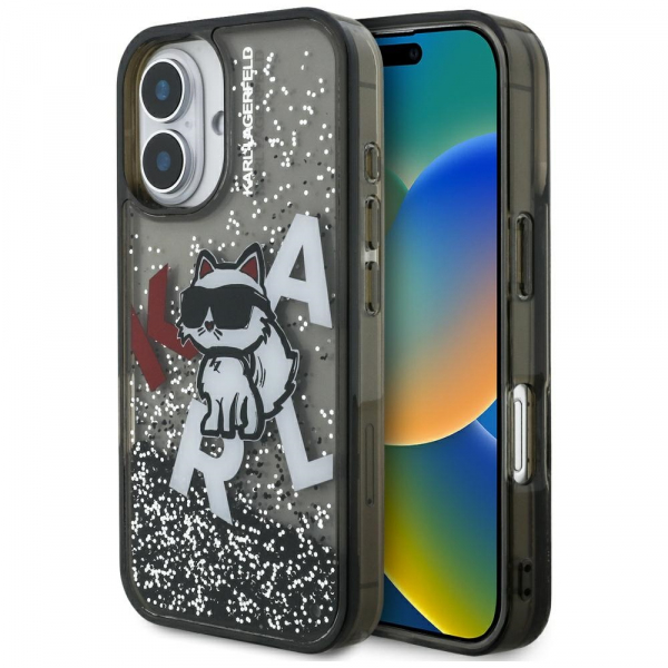 Husa MagSafe pentru Apple iPhone 16, Karl Lagerfeld, Liquid Glitter Choupette Logo, Neagra Husa MagSafe pentru Apple iPhone 16, Karl Lagerfeld, Liquid Glitter Choupette Logo, Neagra
