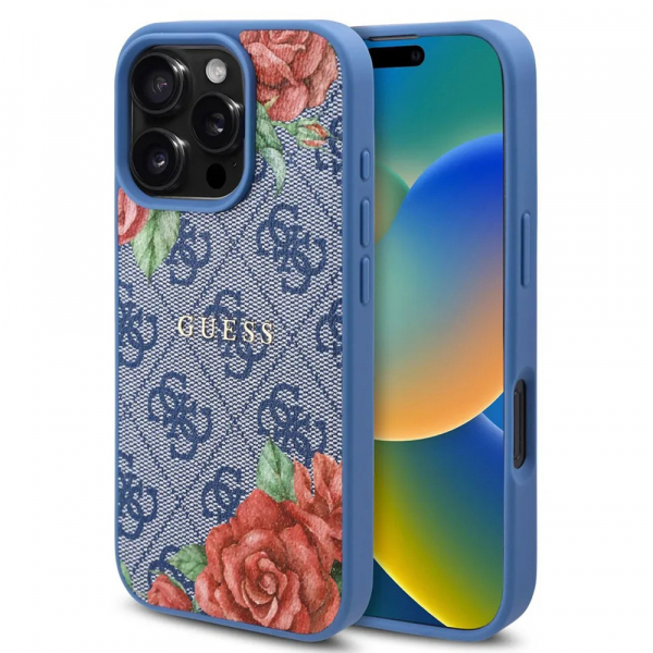 Husa MagSafe pentru Apple iPhone 16 Pro, Guess, 4G Printed Stripes, Albastra Husa MagSafe pentru Apple iPhone 16 Pro, Guess, 4G Printed Stripes, Albastra