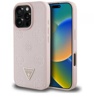 Husa MagSafe pentru Apple iPhone 16 Pro, Guess, Peony Grained Hot Stamp Triangle, Neagra Husa MagSafe pentru Apple iPhone 16 Pro, Guess, Peony Grained Hot Stamp Triangle, Neagra