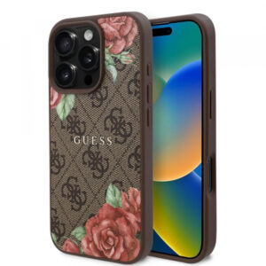 Husa MagSafe pentru Apple iPhone 16, Guess, 4G Printed Stripes, Maro Husa MagSafe pentru Apple iPhone 16, Guess, 4G Printed Stripes, Maro