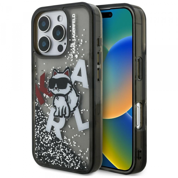 Husa MagSafe pentru Apple iPhone 16 Pro Max, Karl Lagerfeld, Liquid Glitter Choupette Logo, Neagra Husa MagSafe pentru Apple iPhone 16 Pro Max, Karl Lagerfeld, Liquid Glitter Choupette Logo, Neagra