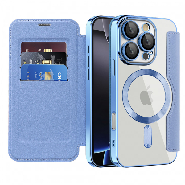 Husa MagSafe pentru Apple iPhone 16 Pro Max, Techsuit, SmartMag Book, Bleu Husa MagSafe pentru Apple iPhone 16 Pro Max, Techsuit, SmartMag Book, Bleu