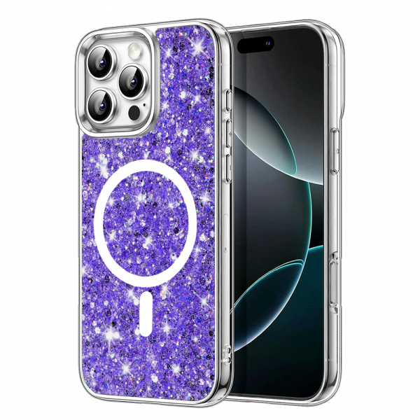 Husa MagSafe pentru Apple iPhone 16 Pro Max, Techsuit, Sparkly Glitter, Mov Husa MagSafe pentru Apple iPhone 16 Pro Max, Techsuit, Sparkly Glitter, Mov