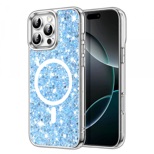 Husa MagSafe pentru Apple iPhone 16 Pro, Techsuit, Sparkly Glitter, Bleu Husa MagSafe pentru Apple iPhone 16 Pro, Techsuit, Sparkly Glitter, Bleu