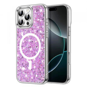 Husa MagSafe pentru Apple iPhone 16 Pro, Techsuit, Sparkly Glitter, Magenta Husa MagSafe pentru Apple iPhone 16 Pro, Techsuit, Sparkly Glitter, Magenta