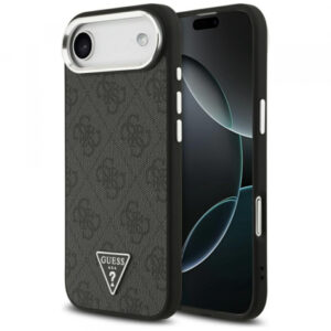 Husa MagSafe pentru Apple iPhone 17, Guess, 4G Triangle Logo, Neagra Argintie Husa MagSafe pentru Apple iPhone 17, Guess, 4G Triangle Logo, Neagra Argintie