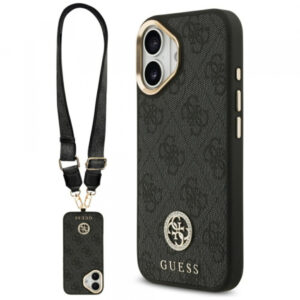 Husa MagSafe pentru Apple iPhone 17, Guess, 4G Strass Logo with Big Strap, Neagra Husa MagSafe pentru Apple iPhone 17, Guess, 4G Strass Logo with Big Strap, Neagra