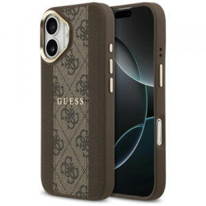 Husa MagSafe pentru Apple iPhone 17, Guess, 4G Stripe, Maro Husa MagSafe pentru Apple iPhone 17, Guess, 4G Stripe, Maro