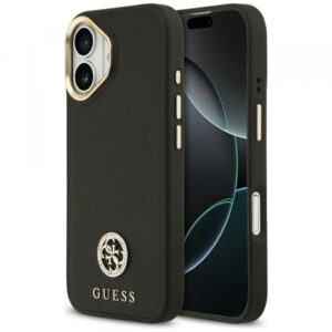 Husa MagSafe pentru Apple iPhone 17, Guess, Grained Strass Logo, Neagra Husa MagSafe pentru Apple iPhone 17, Guess, Grained Strass Logo, Neagra