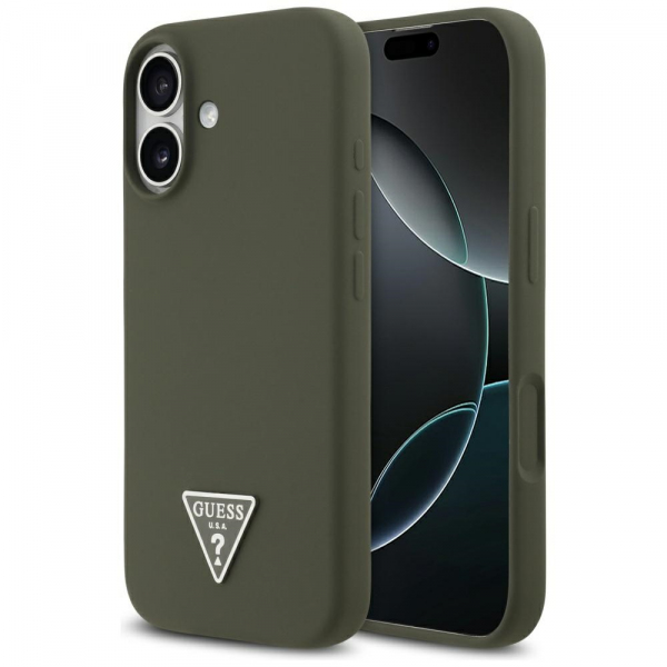 Husa MagSafe pentru Apple iPhone 17, Guess, Triangle Logo, Kaki Husa MagSafe pentru Apple iPhone 17, Guess, Triangle Logo, Kaki