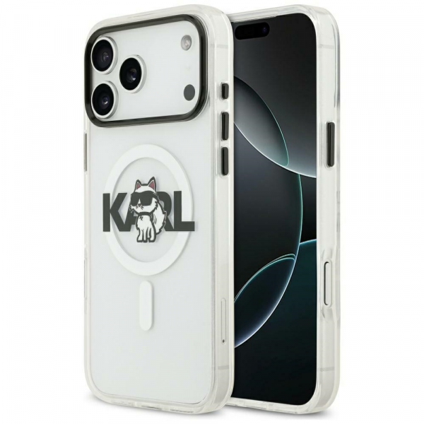 Husa MagSafe pentru Apple iPhone 17, Karl Lagerfeld, IML Sketch Logo Choupette, Transparenta Husa MagSafe pentru Apple iPhone 17, Karl Lagerfeld, IML Sketch Logo Choupette, Transparenta