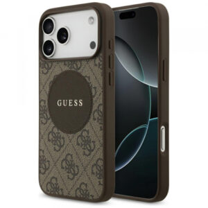 Husa MagSafe pentru Apple iPhone 17 Pro, Guess, 4G Circle Classic Logo, Roz Husa MagSafe pentru Apple iPhone 17 Pro, Guess, 4G Circle Classic Logo, Roz