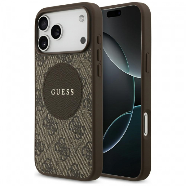 Husa MagSafe pentru Apple iPhone 17 Pro, Guess, 4G Circle Classic Logo, Roz Husa MagSafe pentru Apple iPhone 17 Pro, Guess, 4G Circle Classic Logo, Roz