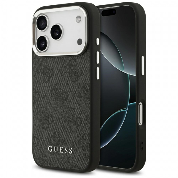 Husa MagSafe pentru Apple iPhone 17 Pro, Guess, 4G Classic Logo, Neagra Husa MagSafe pentru Apple iPhone 17 Pro, Guess, 4G Classic Logo, Neagra