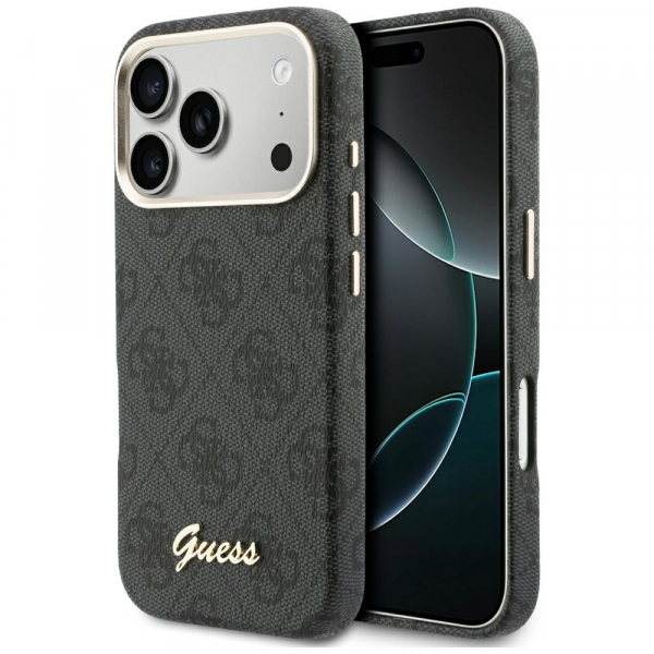 Husa MagSafe pentru Apple iPhone 17 Pro, Guess, 4G Script Logo, Neagra Husa MagSafe pentru Apple iPhone 17 Pro, Guess, 4G Script Logo, Neagra