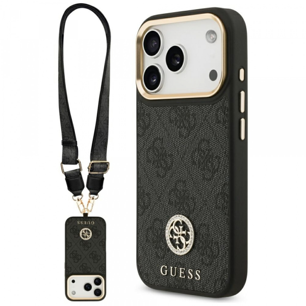 Husa MagSafe pentru Apple iPhone 17 Pro, Guess, 4G Strass Logo with Big Strap, Neagra Husa MagSafe pentru Apple iPhone 17 Pro, Guess, 4G Strass Logo with Big Strap, Neagra