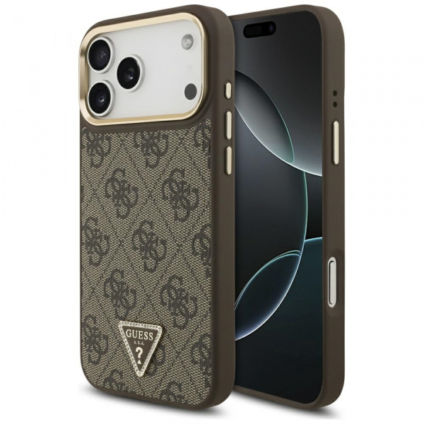 Husa MagSafe pentru Apple iPhone 17 Pro, Guess, 4G Triangle Logo, Neagra Aurie Husa MagSafe pentru Apple iPhone 17 Pro, Guess, 4G Triangle Logo, Neagra Aurie