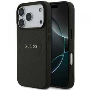Husa MagSafe pentru Apple iPhone 17 Pro, Guess, Grained Gold Ring, Neagra Husa MagSafe pentru Apple iPhone 17 Pro, Guess, Grained Gold Ring, Neagra
