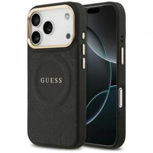 Husa MagSafe pentru Apple iPhone 17 Pro, Guess, Peony Hot Stamp, Neagra Husa MagSafe pentru Apple iPhone 17 Pro, Guess, Peony Hot Stamp, Neagra