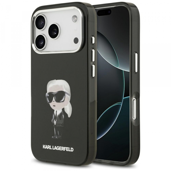 Husa MagSafe pentru Apple iPhone 17 Pro, Karl Lagerfeld, IML Aquarelle Karl Ikonik, Neagra Husa MagSafe pentru Apple iPhone 17 Pro, Karl Lagerfeld, IML Aquarelle Karl Ikonik, Neagra