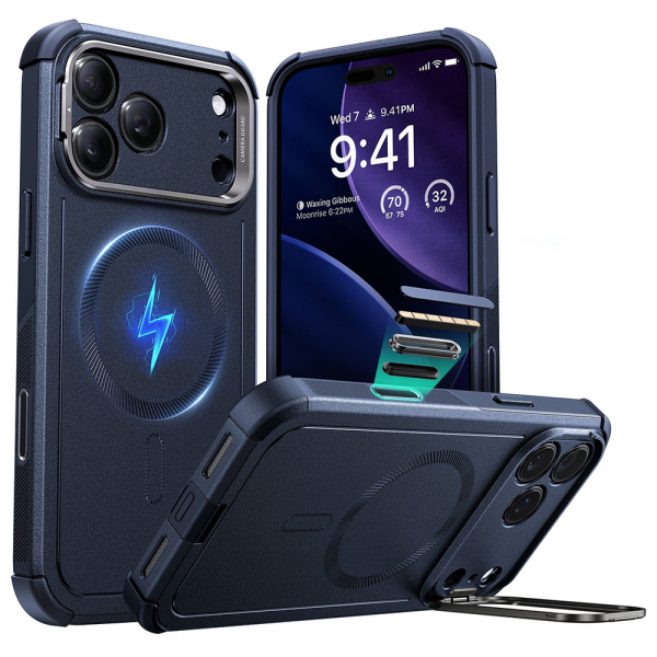 Husa MagSafe pentru Apple iPhone 17 Pro Max, ESR, Cyber Armor Kickstand, Roz Husa MagSafe pentru Apple iPhone 17 Pro Max, ESR, Cyber Armor Kickstand, Roz