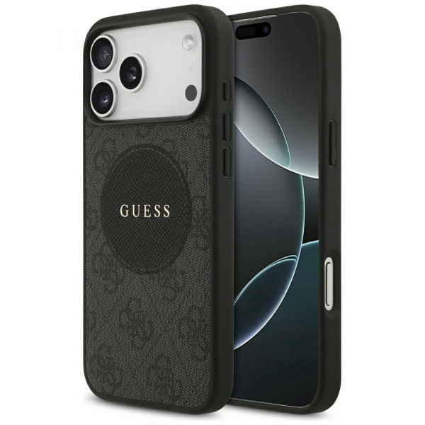 Husa MagSafe pentru Apple iPhone 17, Guess, 4G Circle Classic Logo, Neagra Husa MagSafe pentru Apple iPhone 17, Guess, 4G Circle Classic Logo, Neagra