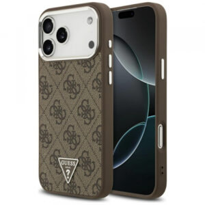Husa Guess 4G Double Card Triangle pentru Apple iPhone 17 Pro Max, Maro Husa Guess 4G Double Card Triangle pentru Apple iPhone 17 Pro Max, Maro
