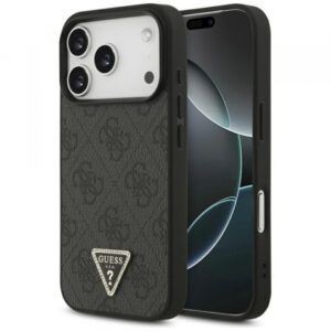 Husa MagSafe pentru Apple iPhone 17 Pro, Guess, 4G Triangle Strass, Neagra Husa MagSafe pentru Apple iPhone 17 Pro, Guess, 4G Triangle Strass, Neagra